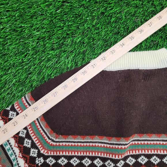 Vintage 80s MOD Nordic Sweater M/L 21x26 Brown Beige - Picture 3 of 10